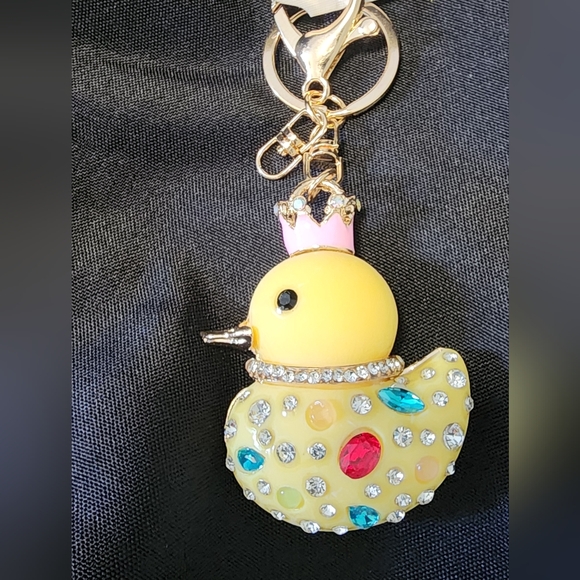 ♦️Fabulous Yellow Duckie Bag Charm/Keychain with Rhinestones. - Picture 2 of 4